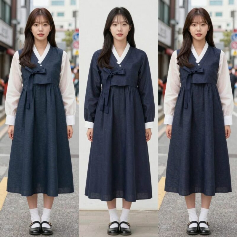 겨울 청순 나시원피스 코디 사진