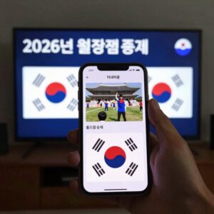 2026년 월드컵 중계 화면을 보여주는 텔레비전과 스마트폰