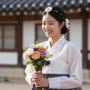 23기 영숙이 반지와 꽃다발을 들고 웃고 있는 모습