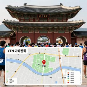 YTN 마라톤 코스 지도와 광화문 출발 장면