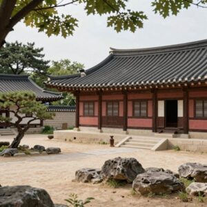 상하이 예원의 전통적인 정원과 건축물 전경