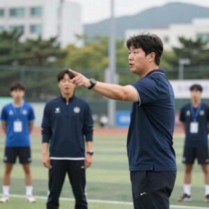 거스 포옛 감독이 경기 중 선수들에게 열정적으로 지시를 내리는 모습