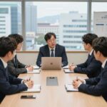 윤경호 김부장이 팀원들과 회의하며 소통하는 모습