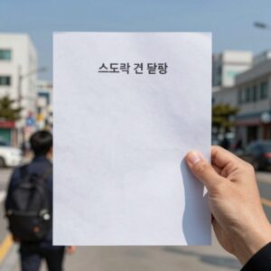 스모킹 건 뜻을 설명하는 증거 사진으로 총구 연기와 문서 파일이 강조된 이미지