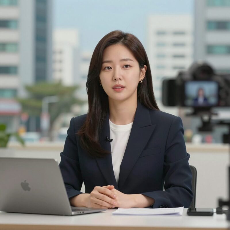 조수빈 아나운서가 유튜브 방송을 진행하는 모습