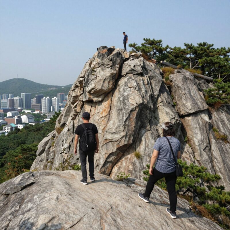 관리도 배를 타고 도착한 풍경과 기암절벽