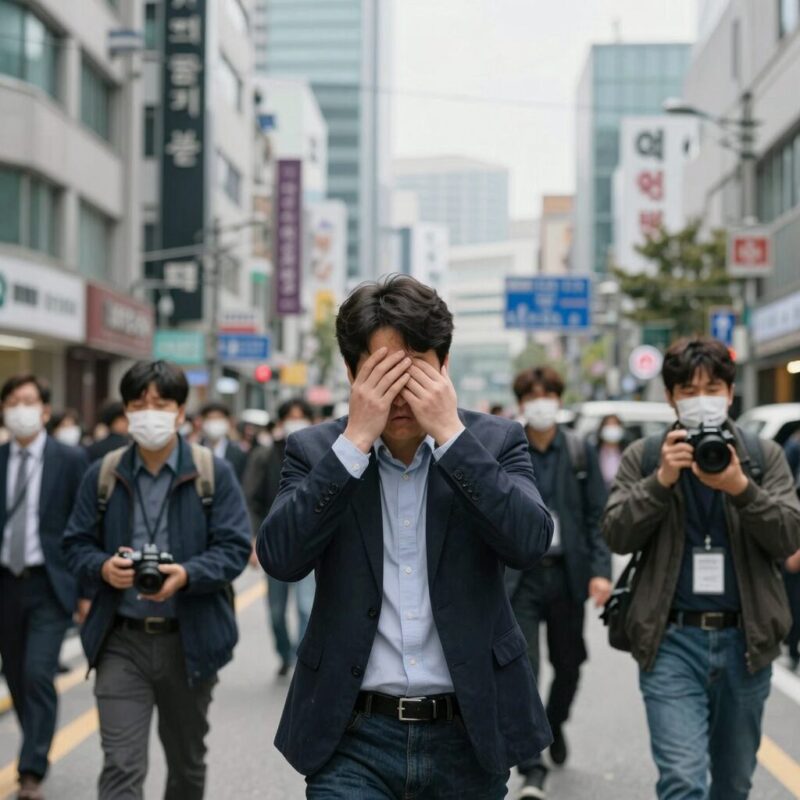 코스피 지수 10% 급락 당시 서킷브레이커 발동 장면과 투자자들의 공포 심리를 표현한 그래픽