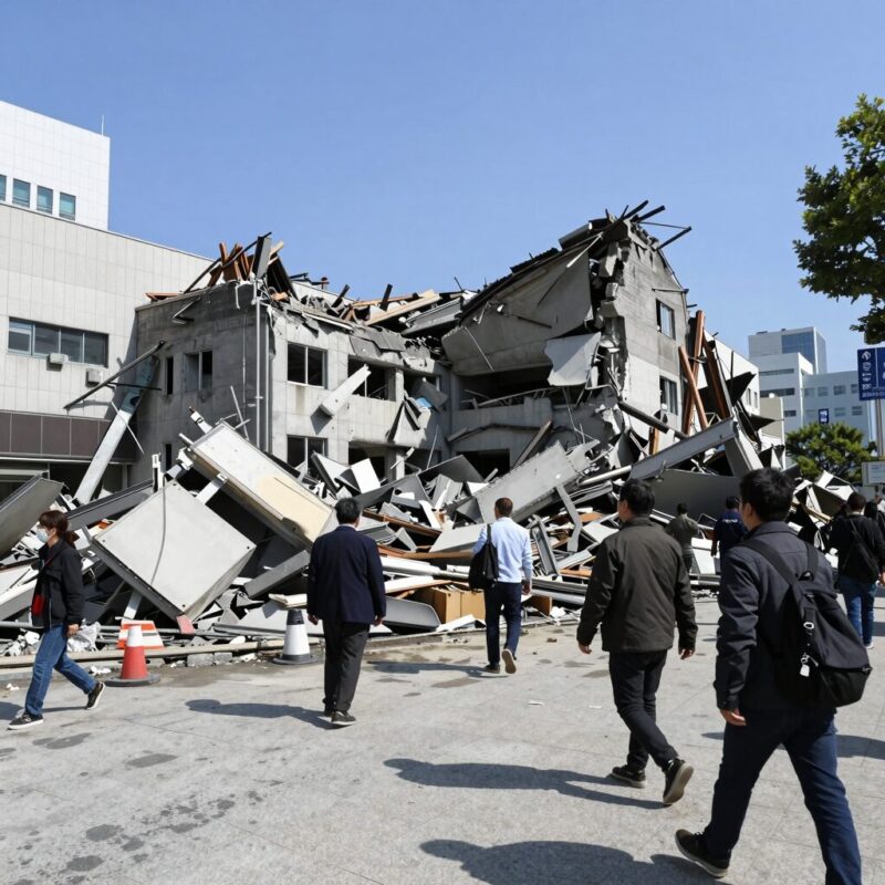 구마모토 이온몰 지진 붕괴 현장 사진