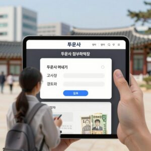투운사 접수 페이지에서 고사장 선택 화면과 결제 버튼 위치