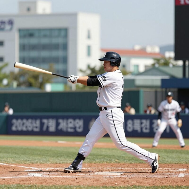 2026년 7월 28일 삼성 라이온즈 1회 8득점 경기 장면. 타자들이 홈런을 치고 베이스를 돌고 있다.