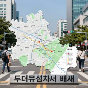 서울 폭염경보 발령 당시 도심 열화상 지도와 무더위쉼터 배치도