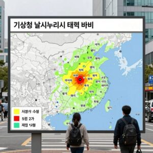 기상청 날씨누리에서 제공하는 태풍 바비의 실시간 경로 지도 화면