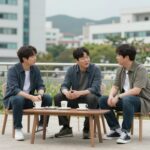 유퀴즈온더블럭 352회 가족특집 출연진 김강우 기성용 김웅한 교수가 이야기를 나누는 장면