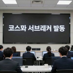 코스피 서킷브레이커 발동 장면 딜링룸 전광판