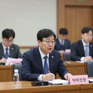 임오경 국회의원이 국회 문화체육관광위원회 회의에서 발언하고 있는 모습