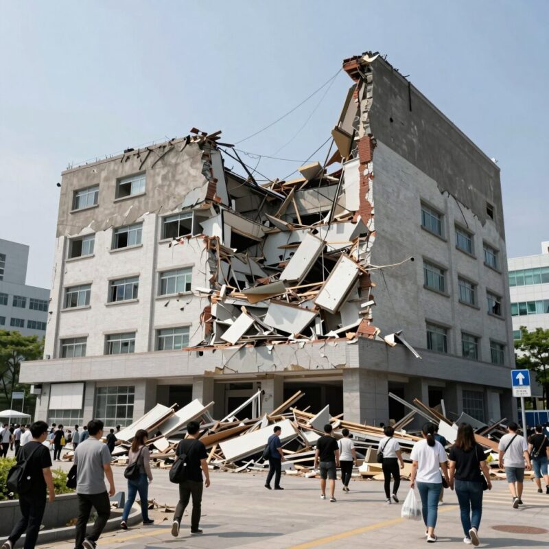 광주대표도서관 붕괴 직후 현장 사진 건물 일부 무너짐