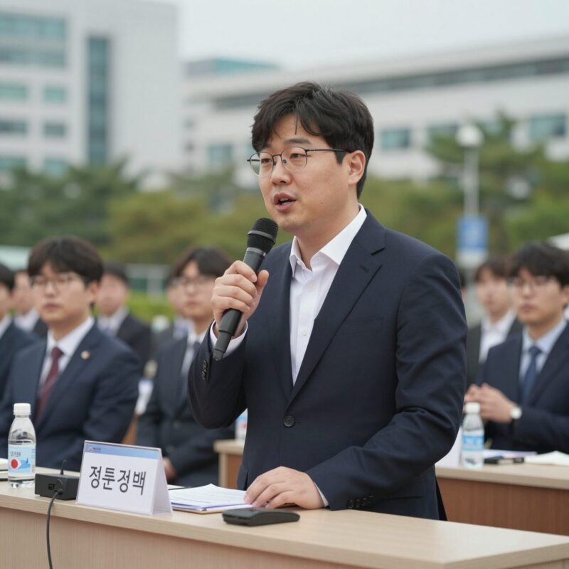 정준호 국회의원이 청년 정책 설명회에서 발언하고 있는 모습