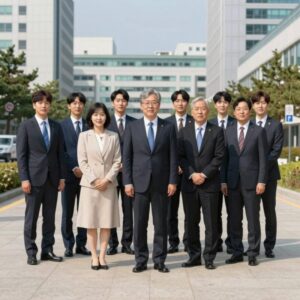 한화 3형제 승진 인사와 그룹 미래 전략을 설명하는 일러스트