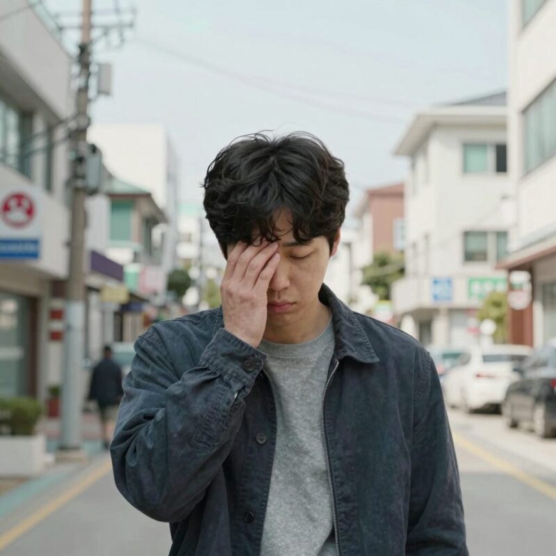 과거의 선택을 돌아보며 후회하는 사람의 모습