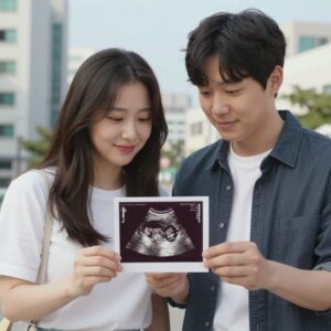 김지민 김준호 부부가 공개한 임신 테스트기와 초음파 사진