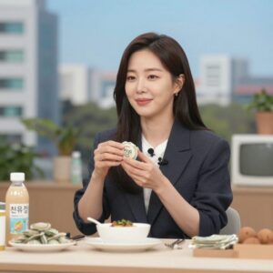 전유경 쇼호스트가 방송 중 건강식품을 설명하는 모습