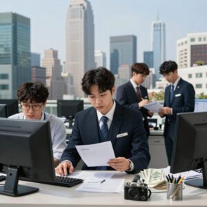 뉴욕증시 상승 마감 트레이더 모습