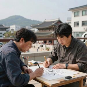 허영만 화백이 직접 그린 만화일기와 판화 작업물 사진