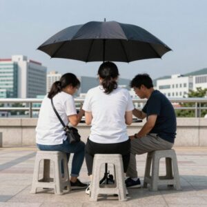 경남 양산 최고기온 폭염 날씨에 그늘에서 더위를 식히는 모습