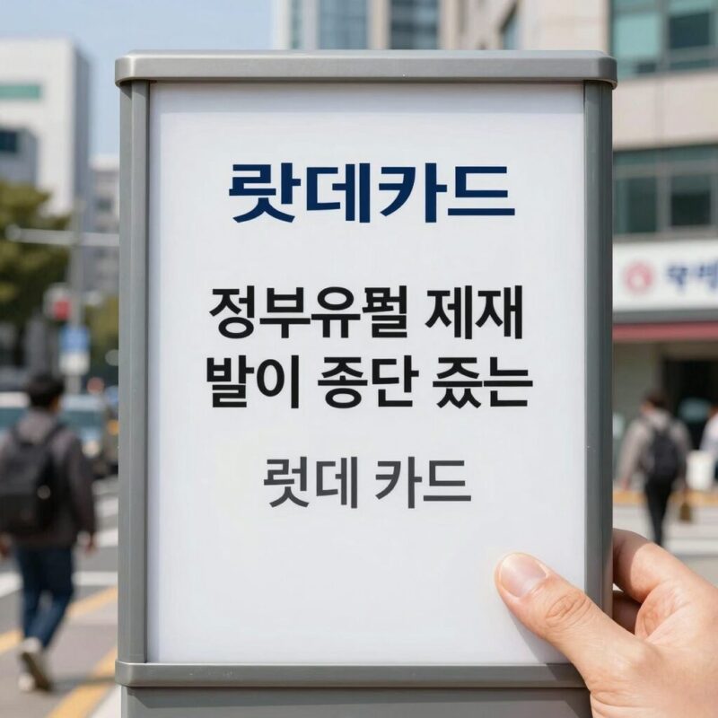 롯데카드 정보유출 영업정지 과징금 1 롯데카드 정보유출 제재 확정으로 신규 회원 카드 발급이 중단되는 내용을 설명하는 이미지
