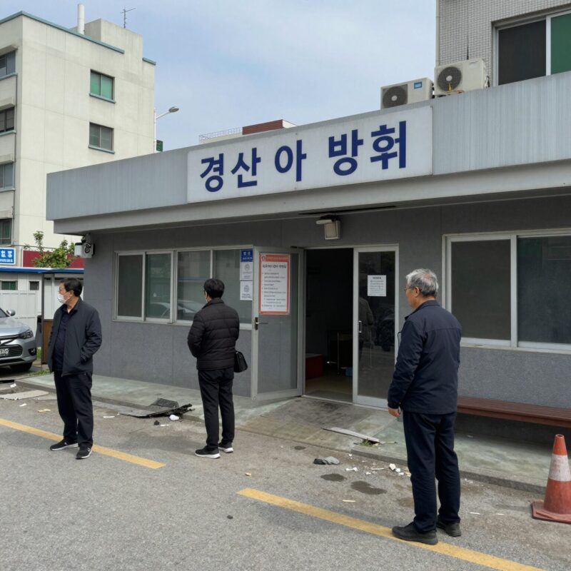 경산 아파트 방화 사건 현장과 관리사무소 모습