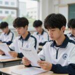 7월 모의고사 등급컷 확인과 분석 전략 2026년 7월 모의고사 등급컷 분석 전략 이미지 - 시험지와 성적표를 보고 있는 수험생