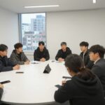 28기 경수 참가자들이 원형 테이블에 둘러앉아 열띤 토론을 하고 있는 모습