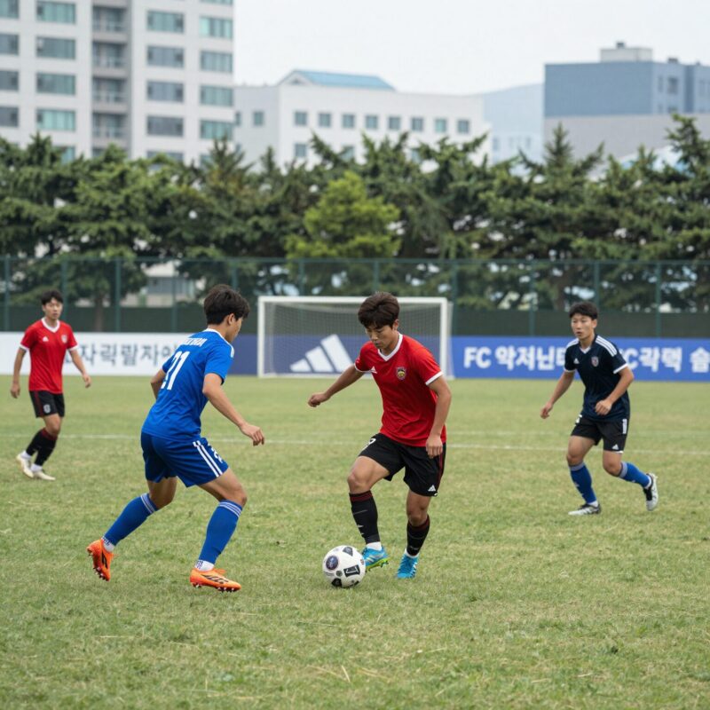 골때녀 리부트 B조 대혼전 7월 경기 분석 1 FC액셔니스타와 FC구척장신의 라이벌전 경기 장면, 선수들이 볼을 다투는 모습
