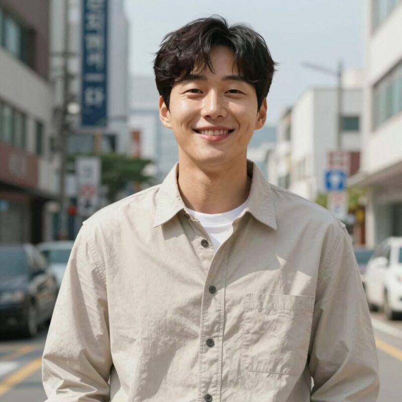 이관훈 배우의 연기 세계를 만나다 1 이관훈 배우가 편안한 미소를 지으며 포즈를 취하고 있는 사진