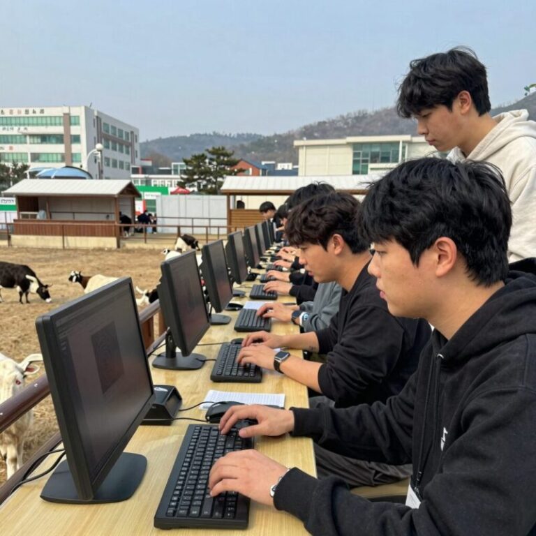 동물농장 성우들이 모니터를 보며 녹음하는 현장 모습