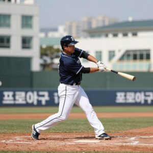 프로야구 홈런순위 1위 선수의 역동적인 타격 장면