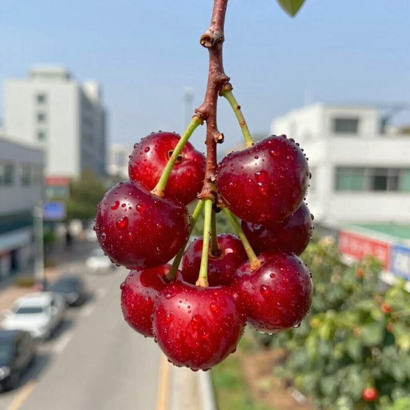 바이오체리 열매가 검게 익어가는 모습