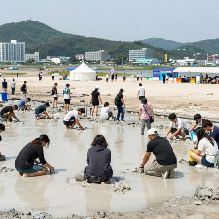 2026 보령머드축제 대천해수욕장 머드체험존에서 관광객들이 즐기는 모습