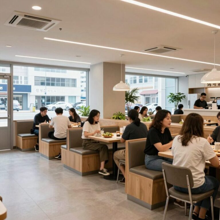 부산 빕스 서면점 내부 좌석과 샐러드바 모습