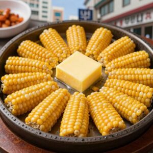 버터옥수수구이 접시에 담긴 완성된 모습