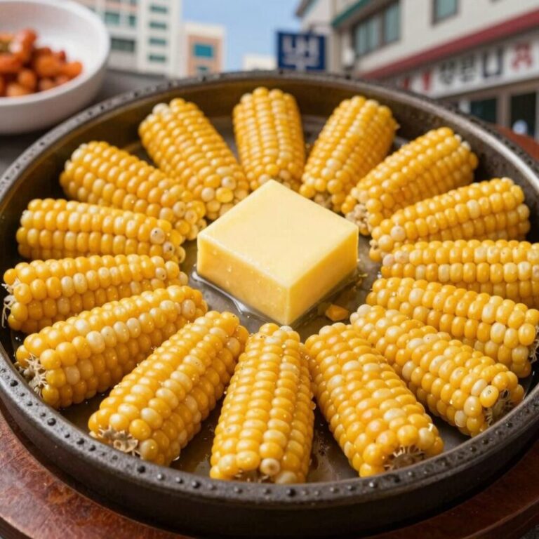 버터옥수수구이 접시에 담긴 완성된 모습