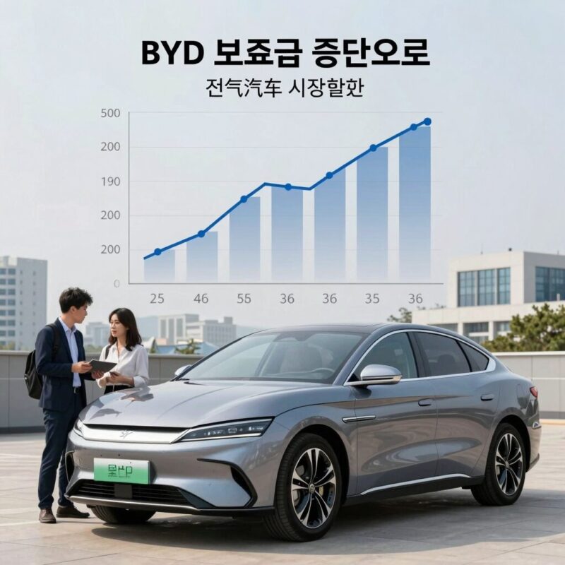 BYD 보조금 중단 전망과 시장 영향 분석 1 BYD 보조금 중단으로 인한 전기차 시장 변화 그래프와 차량 이미지