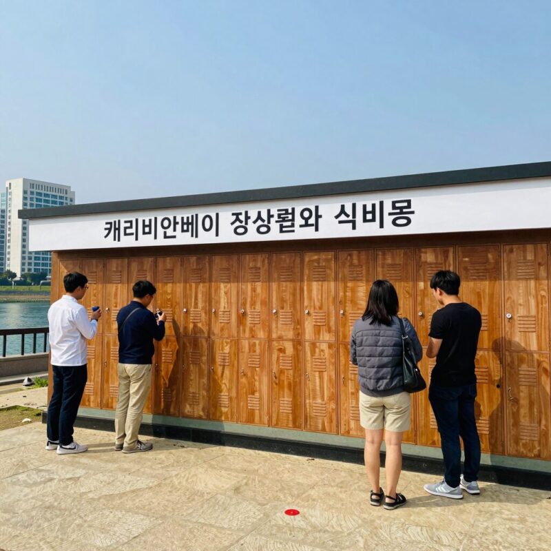 캐리비안베이 비용 한눈에 정리 1 캐리비안베이 입장권과 락커룸, 식비 등 주요 비용 항목을 설명하는 사진