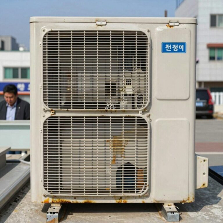 천정형에어컨 내부 분해 후 오염 상태