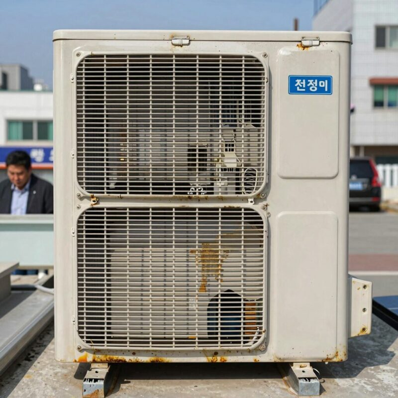 천정형에어컨 청소 시기와 신호 1 천정형에어컨 내부 분해 후 오염 상태