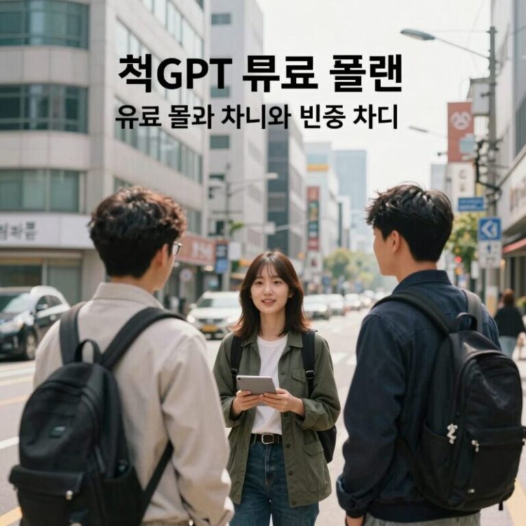 챗GPT 무료 유료 플랜 비교표와 비용 차이를 시각적으로 보여주는 이미지