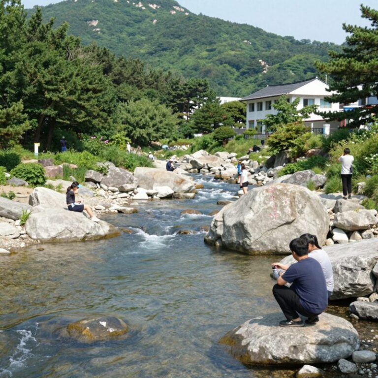 청도 운문산 자연휴양림 계곡 물놀이 모습