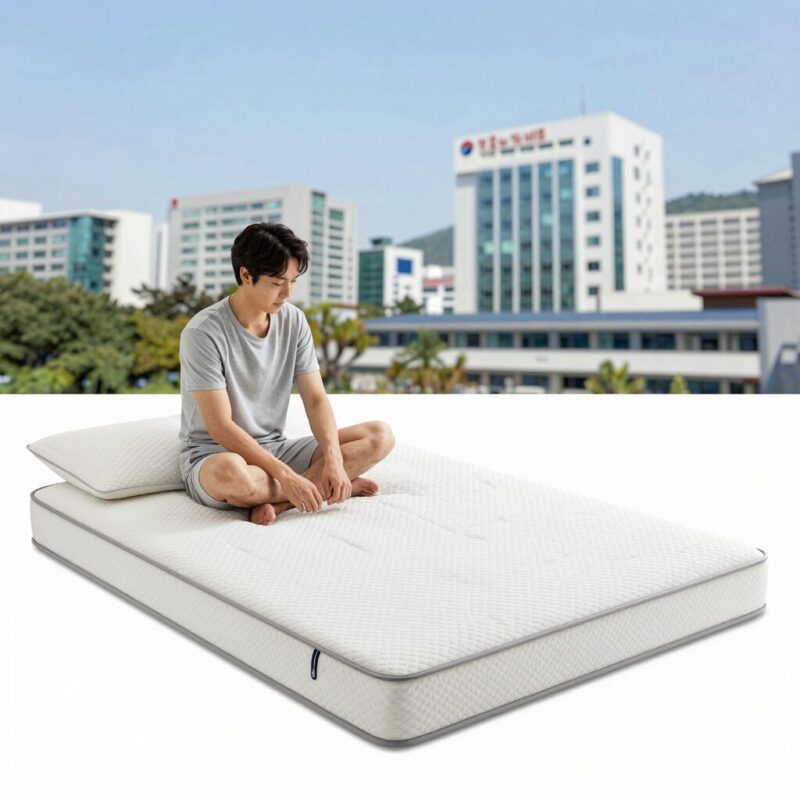 여름철 침대 위 냉매트 사용 모습