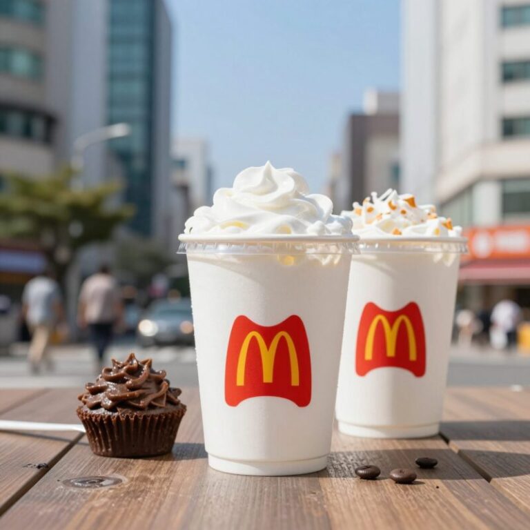 맥도날드 충주찰옥수수 쉐이크와 컵 모습