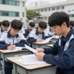 대성마이맥 인강을 수강하며 모의고사 등급컷을 확인하는 고3 학생